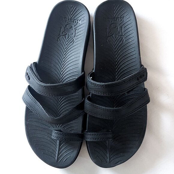 KuaiLu Black Orthotic Slide Arch Support Hook Loop Flat Slide On Sandals 9 - Picture 9 of 11